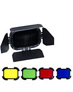 Godox BD 07 | Barn Doors and Colour Gels Set | for Godox AD200 / Pro